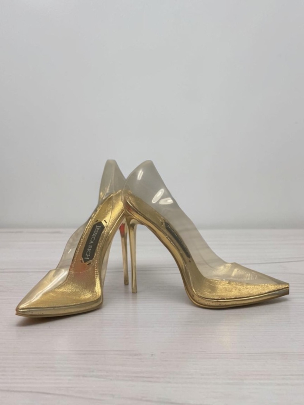 Jessica Rich Fancy Clear Pump Gold Stiletto